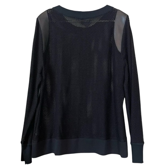 New Buchanan Kang $548 Lambskin Leather Trim Mesh Knit Cardigan Jacket Black XL - Picture 2 of 7